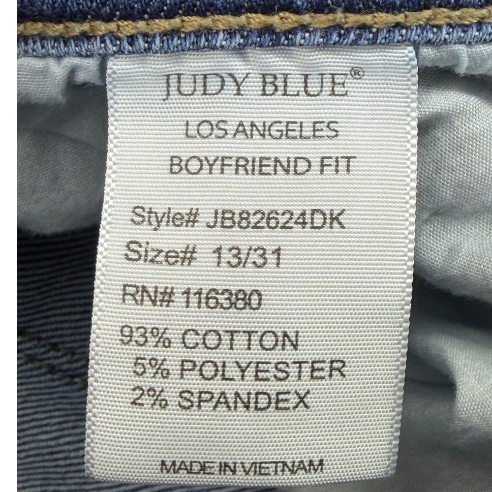 Judy Blue Jeans Womens 13/31 Boyfriend Fit Blue JB82624DK Stretch Dark Wash EUC - Picture 9 of 10